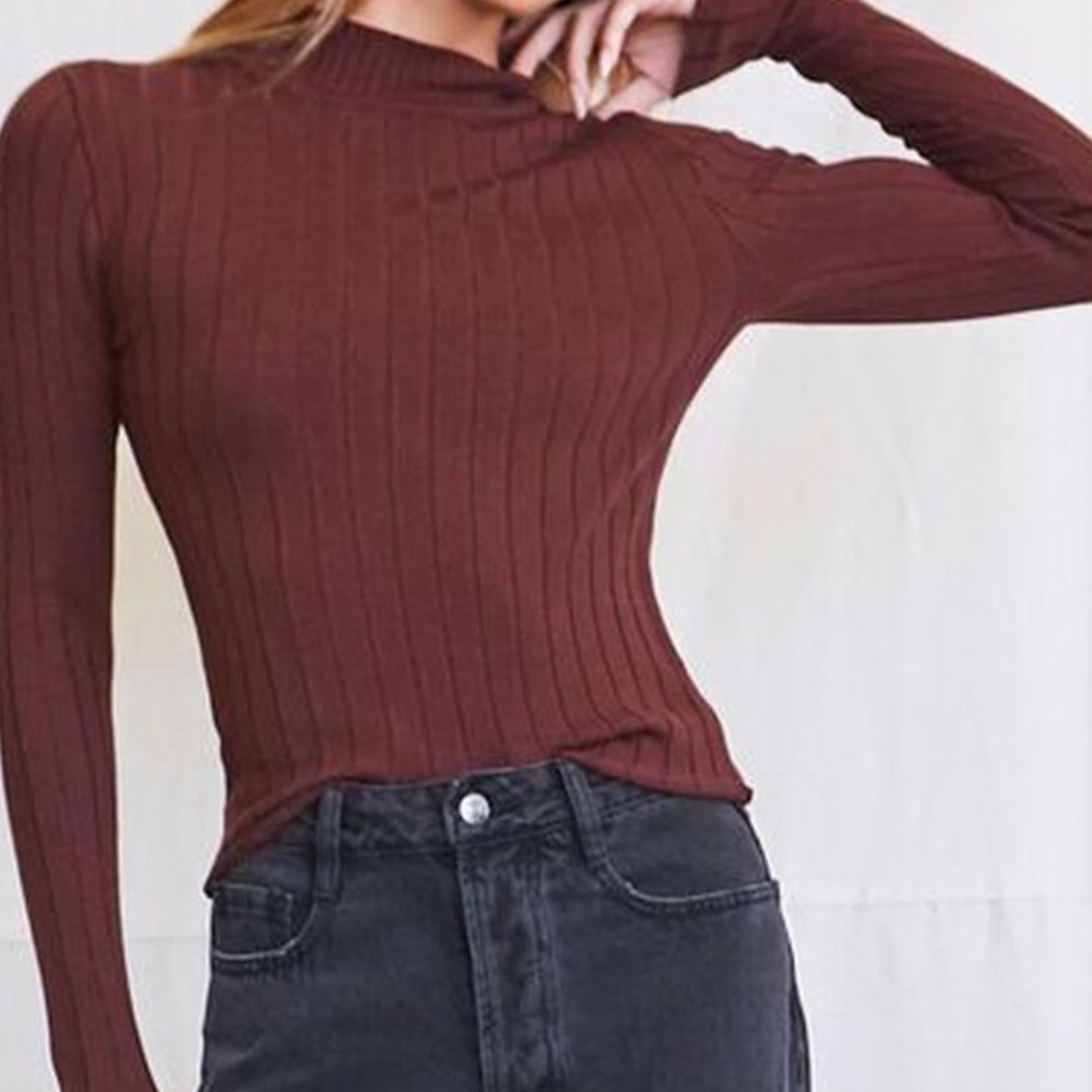 Forever 21 Women's Ribbed Red Maroon Sweater